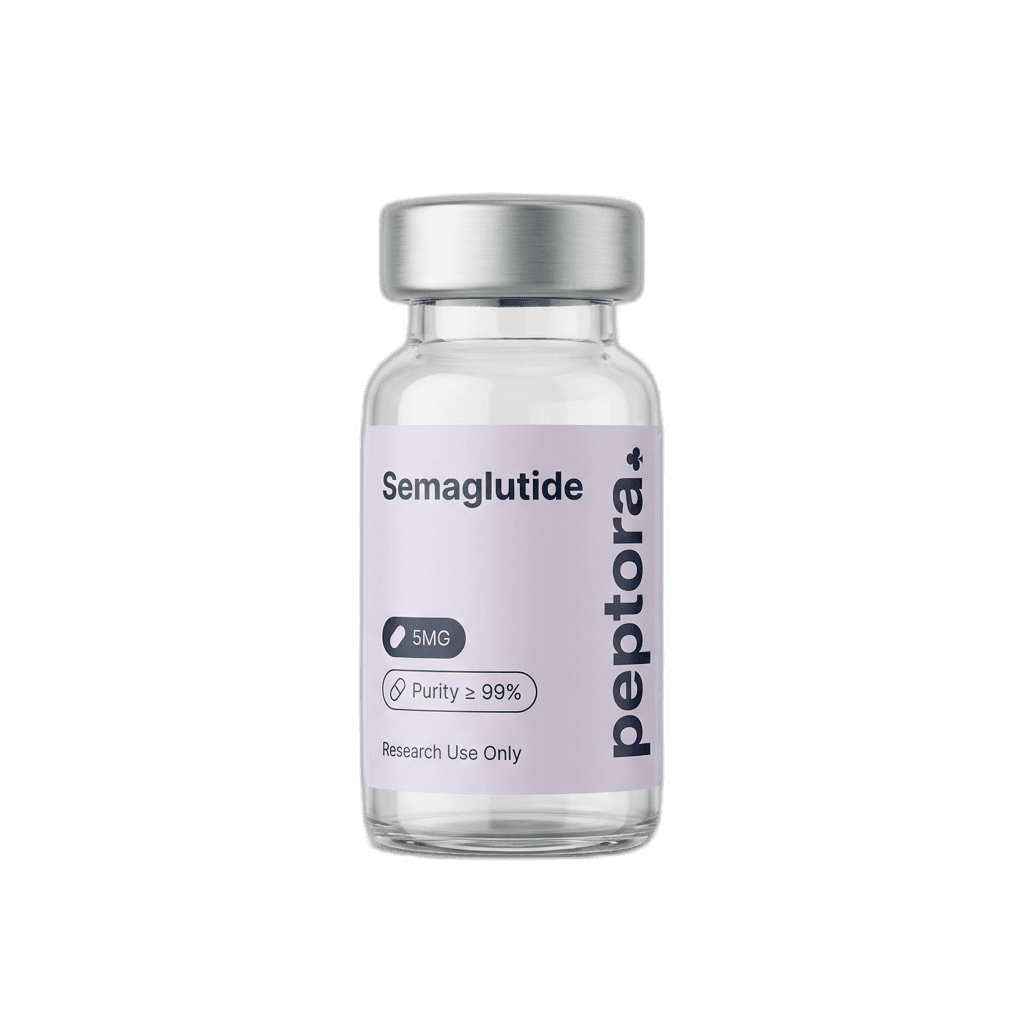 Peptora Semaglutide research vial with lot-specific certificate of analysis